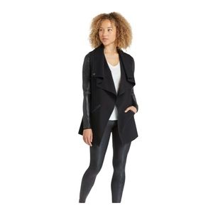 Spanx Size Small Black Faux Leather Cape Jacket